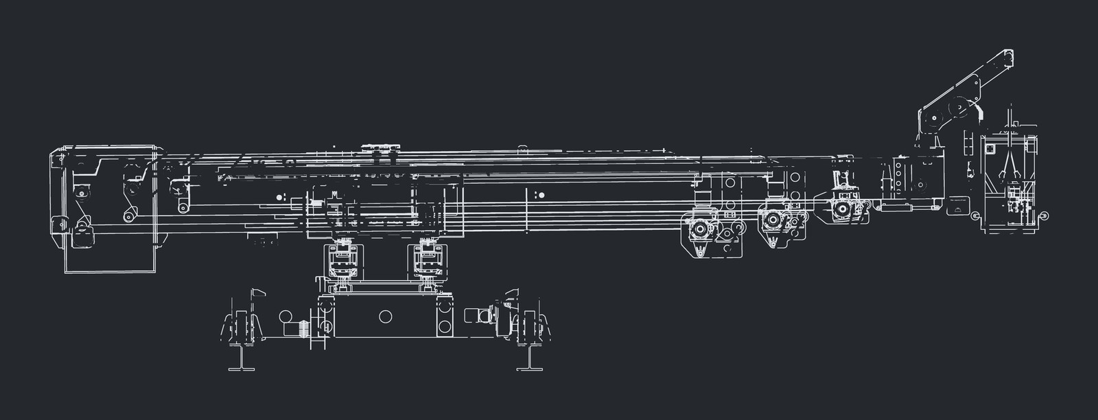 Line drawing of the Square Phillips 1 building maintenance unit (gondola), side elevation